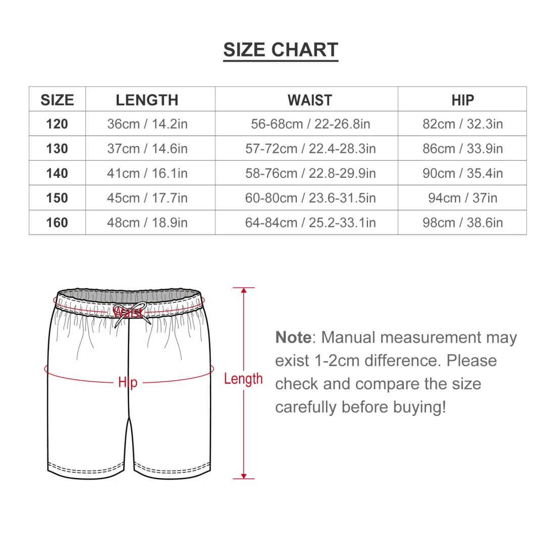 Children's Basketball Uniform size chart 2