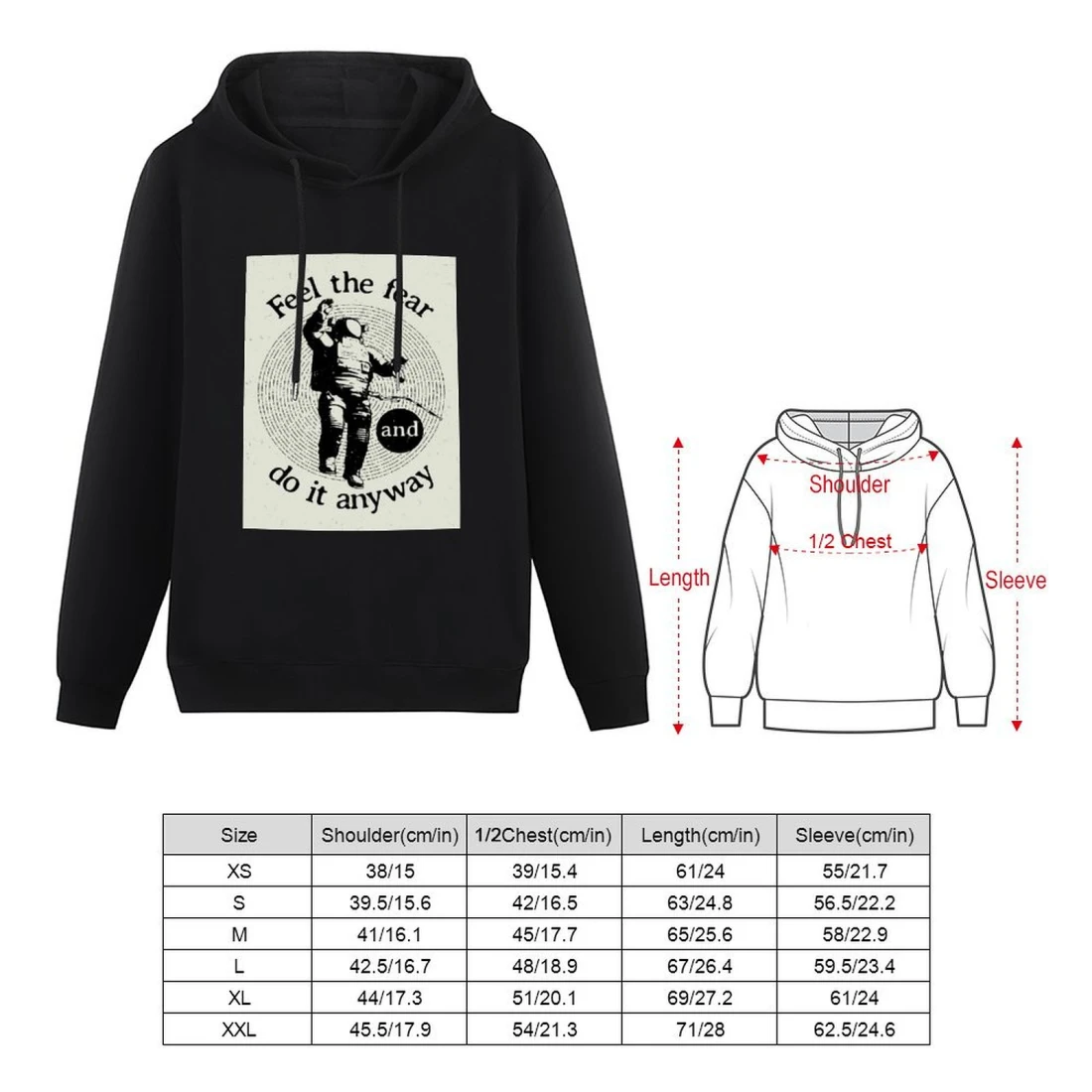 Custom Teen's Hoodie(No Pocket/Front Printing) size chart