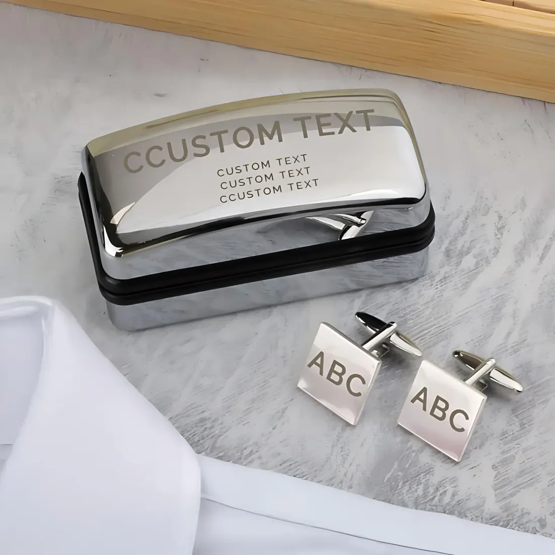 Personalised Engraved Cufflinks Set, Bold Initial Cufflink Box, Groom Wedding Gift, Mens Accessory — photo 2