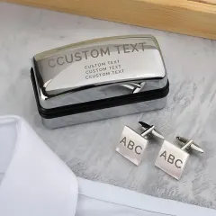 Personalised Engraved Cufflinks Set, Bold Initial Cufflink Box, Groom Wedding Gift, Mens Accessory thumbnail 2