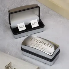Personalised Engraved Cufflinks Set, Bold Initial Cufflink Box, Groom Wedding Gift, Mens Accessory thumbnail 3