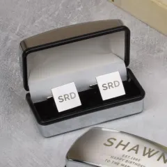 Personalised Engraved Cufflinks Set, Bold Initial Cufflink Box, Groom Wedding Gift, Mens Accessory thumbnail 4