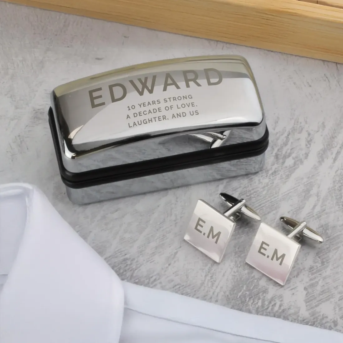 Personalised Engraved Cufflinks Set, Bold Initial Cufflink Box, Groom Wedding Gift, Mens Accessory — photo 5