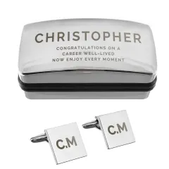 Personalised Engraved Cufflinks Set, Bold Initial Cufflink Box, Groom Wedding Gift, Mens Accessory thumbnail 6