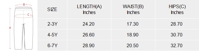 Little Kids' Flannel Pajama Trousers (Model L76) size chart
