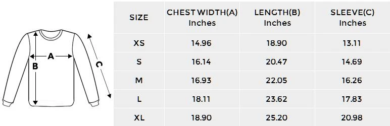Kids' Rib Cuff Long Sleeve T-shirt(ModelT64) size chart