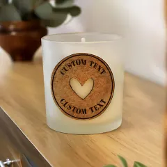 Personalised Heart Cork Label Candle, Custom Engraved Soy Wax Gift, Romantic Couples Keepsake Decor thumbnail 2
