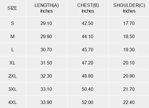 Men's Short Sleeve Drawstring Front Pocket Hoodie size chart