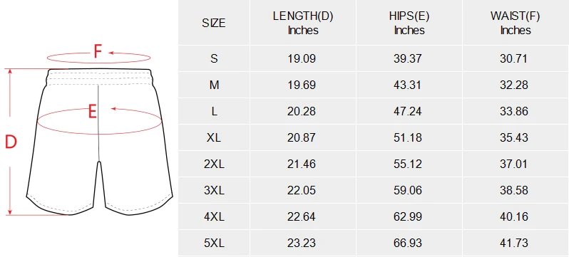 Men's Pajama Shorts (Model Sets 11) size chart