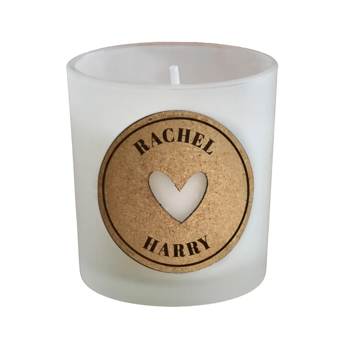 Personalised Heart Cork Label Candle, Custom Engraved Soy Wax Gift, Romantic Couples Keepsake Decor — photo 4