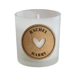 Personalised Heart Cork Label Candle, Custom Engraved Soy Wax Gift, Romantic Couples Keepsake Decor thumbnail 4