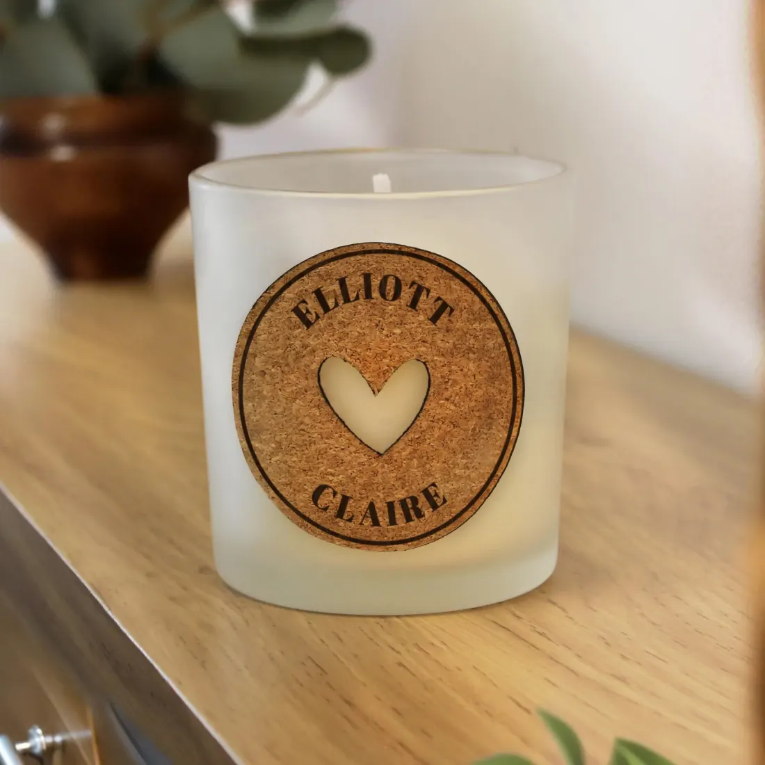 Personalised Heart Cork Label Candle, Custom Engraved Soy Wax Gift, Romantic Couples Keepsake Decor — photo 5