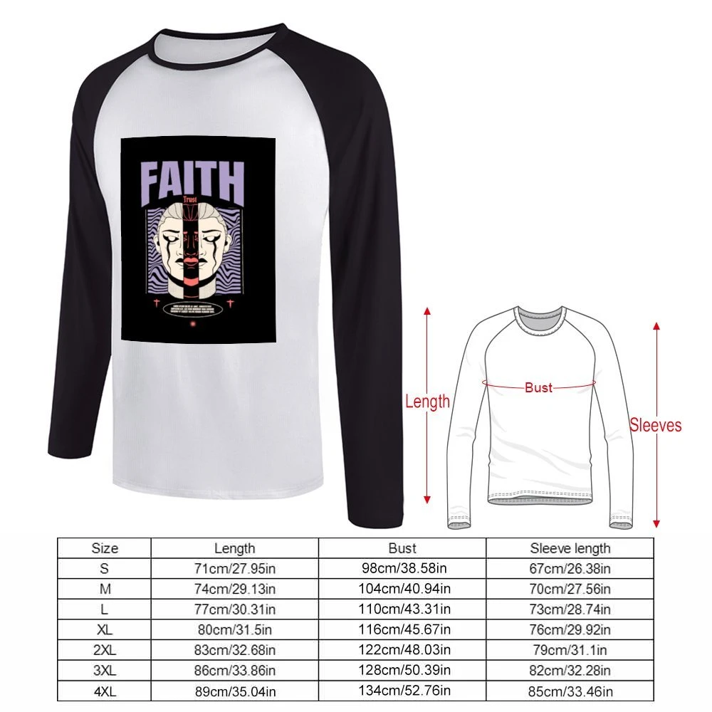 Men's Long Sleeve Raglan T-Shirt size chart