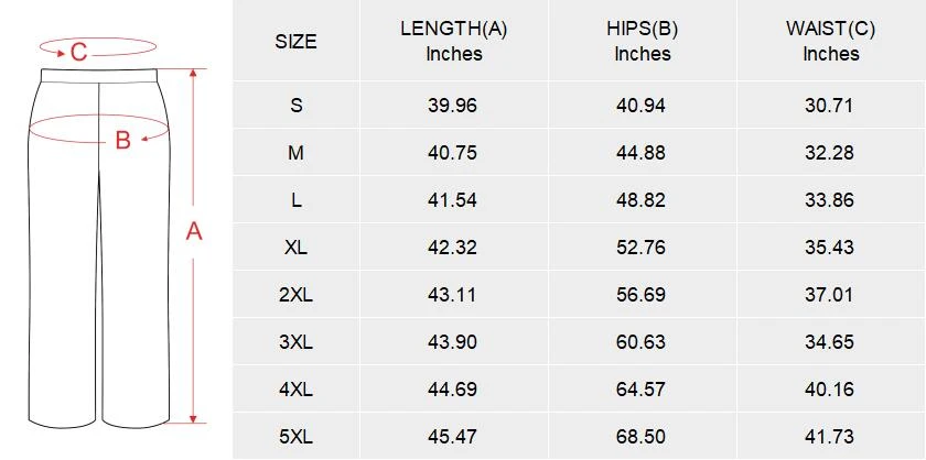 Custom Men's Pajama Trousers with Pockets (Model Sets 02) size chart