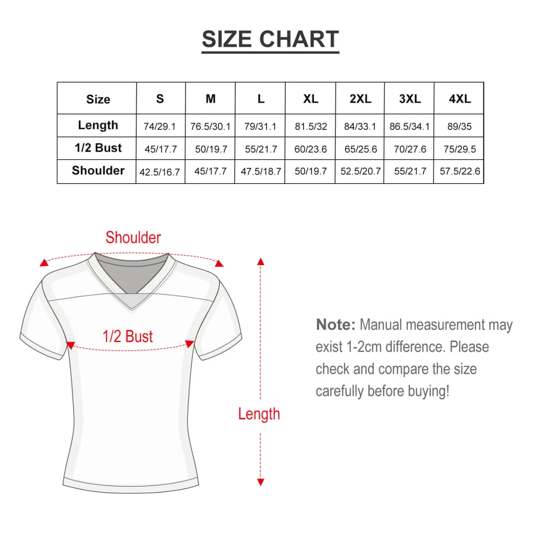 Men's Training Jersey XT size chart