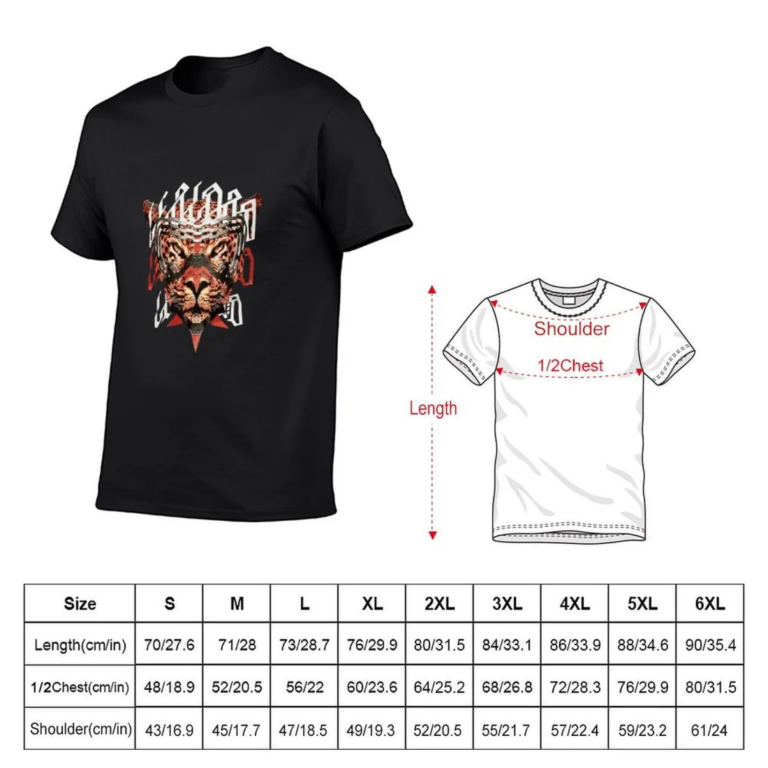 Men's T-Shirt (Two-Sided Printing) size chart