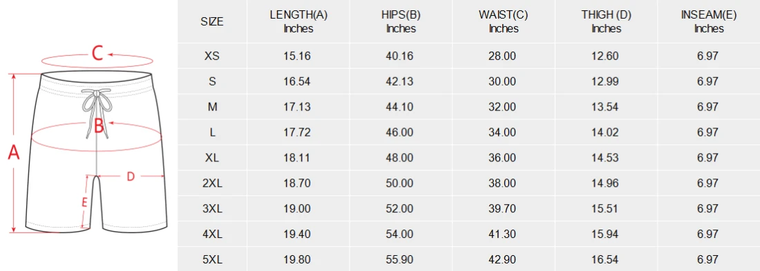 Custom Men's Mid-Length Beach Shorts (ModelL51) size chart