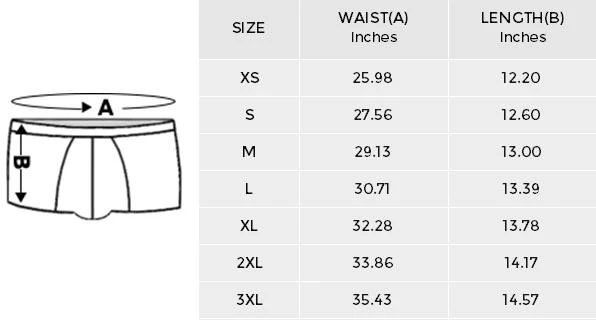 Men's All Over Print Boxer Briefs(ModelL34) size chart