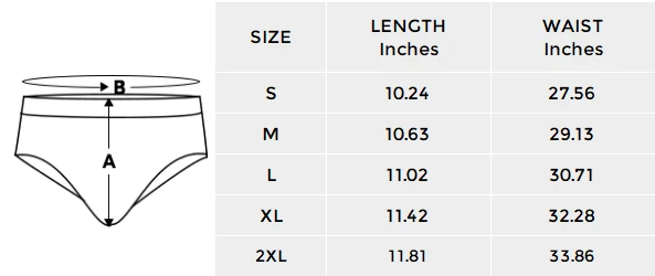 Men's Mid Rise Briefs(ModelL48) size chart