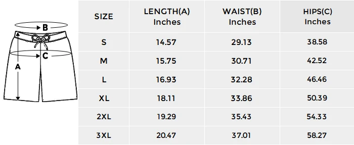 Men's Mid-Length Casual Shorts(ModelL50) size chart