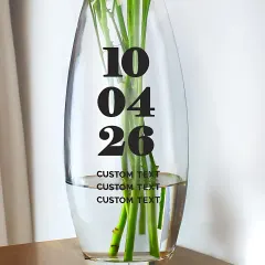 Personalised Special Date Bullet Vase, Custom Glass Anniversary Wedding Flower Vase Gift thumbnail 2
