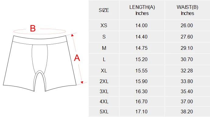Men's Long Leg Boxer Briefs (Model L67) size chart