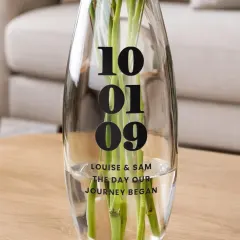 Personalised Special Date Bullet Vase, Custom Glass Anniversary Wedding Flower Vase Gift thumbnail 3