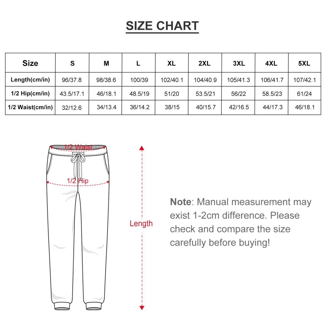 Personalized Sportswears: Men's Cotton Feel All-Over Print Tracksuit size chart 2