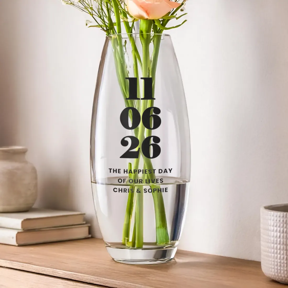 Personalised Special Date Bullet Vase, Custom Glass Anniversary Wedding Flower Vase Gift — photo 6