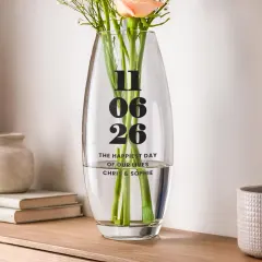 Personalised Special Date Bullet Vase, Custom Glass Anniversary Wedding Flower Vase Gift thumbnail 6