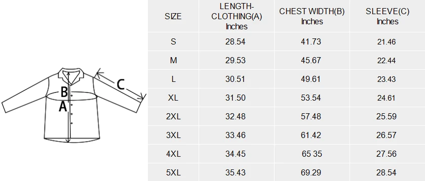 Personalized Pajama Tops for Him: Men's V-Neck Long Pajama Top size chart