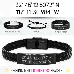 Custom Coordinates Bracelet: Personalized Latitude Longitude Jewelry, Laser Engraved Location Gifts thumbnail 1