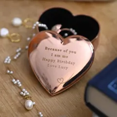 Personalised Rose Gold Heart Trinket Box, Engraved Jewellery Keepsake Gift for Her thumbnail 1