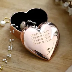 Personalised Rose Gold Heart Trinket Box, Engraved Jewellery Keepsake Gift for Her thumbnail 2