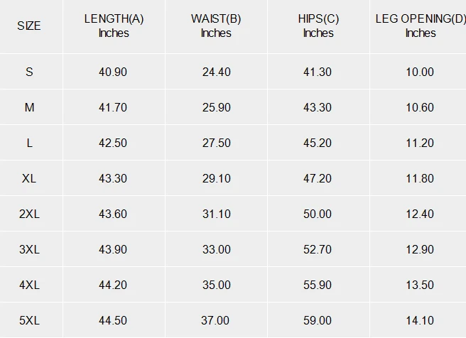 loose pants without drawstring for women, custom design size chart