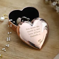 Personalised Rose Gold Heart Trinket Box, Engraved Jewellery Keepsake Gift for Her thumbnail 3