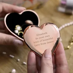 Personalised Rose Gold Heart Trinket Box, Engraved Jewellery Keepsake Gift for Her thumbnail 4