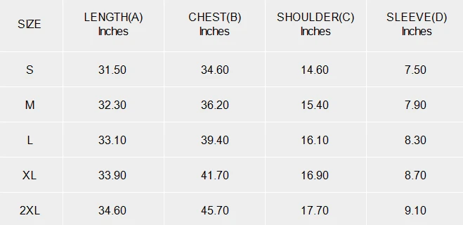 Crew Neck Bodycon Dress for Her, Printed With Your Custom Design size chart