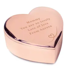 Personalised Rose Gold Heart Trinket Box, Engraved Jewellery Keepsake Gift for Her thumbnail 5