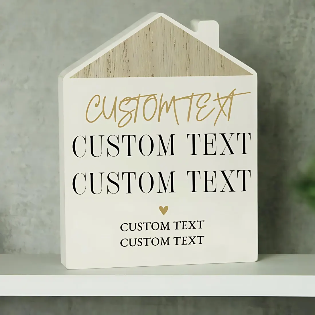 Personalised Black and Gold Wooden House Ornament, Custom Happily Ever After New Home Gift — photo 2