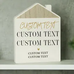 Personalised Black and Gold Wooden House Ornament, Custom Happily Ever After New Home Gift thumbnail 2