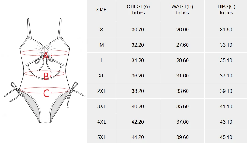 cutout one piece swimsuit for women with drawstring waist size chart