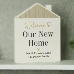 Personalised Black and Gold Wooden House Ornament, Custom Happily Ever After New Home Gift thumbnail 4