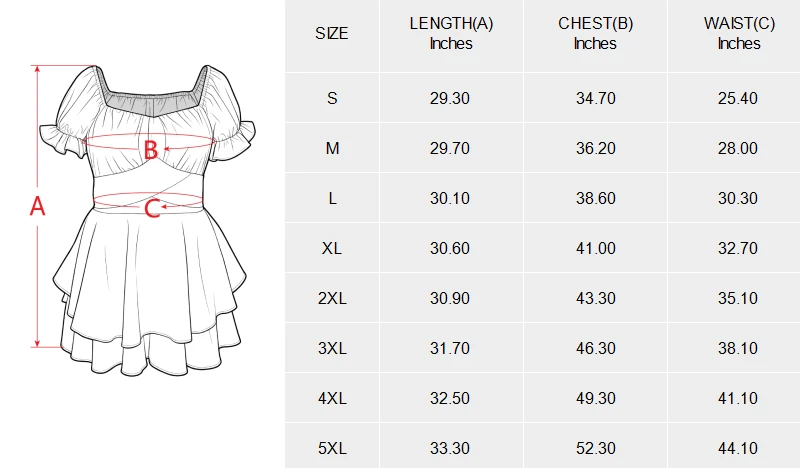 Off Shoulder Ruffle Hem Dress for Women, Personalized Design size chart