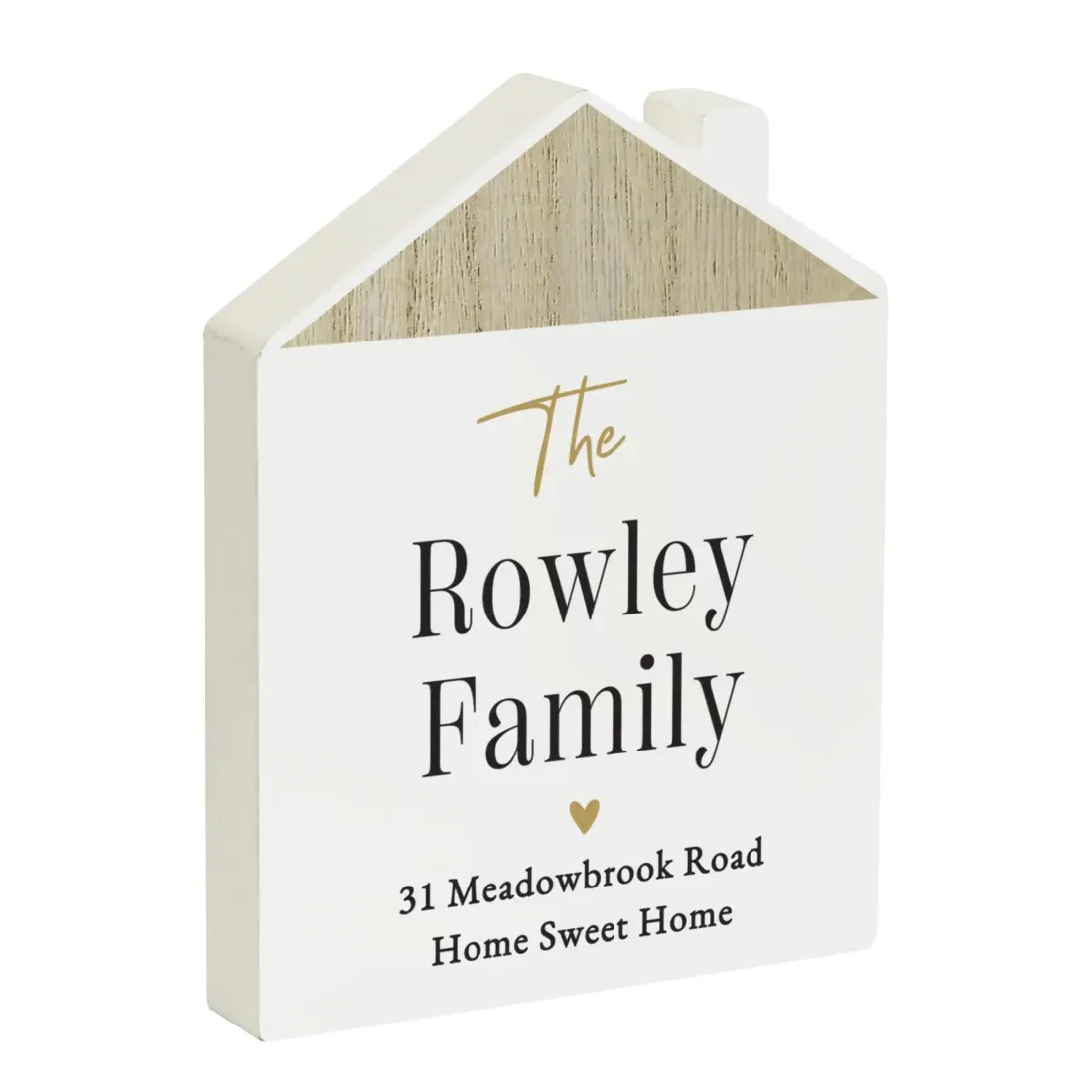 Personalised Black and Gold Wooden House Ornament, Custom Happily Ever After New Home Gift — photo 5
