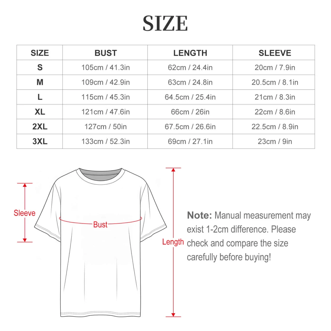 Personalized Pajama Sets for Women: Short Sleeved, Custom Design size chart