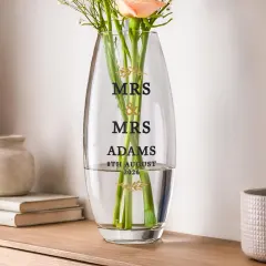 Personalised Couples Bullet Vase, Custom Mr and Mrs Glass Wedding Flower Vase Gift thumbnail 1