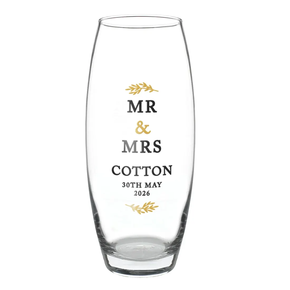 Personalised Couples Bullet Vase, Custom Mr and Mrs Glass Wedding Flower Vase Gift — photo 4