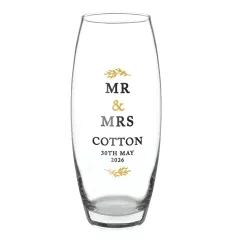 Personalised Couples Bullet Vase, Custom Mr and Mrs Glass Wedding Flower Vase Gift thumbnail 4