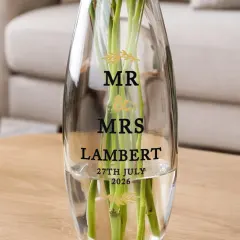 Personalised Couples Bullet Vase, Custom Mr and Mrs Glass Wedding Flower Vase Gift thumbnail 5